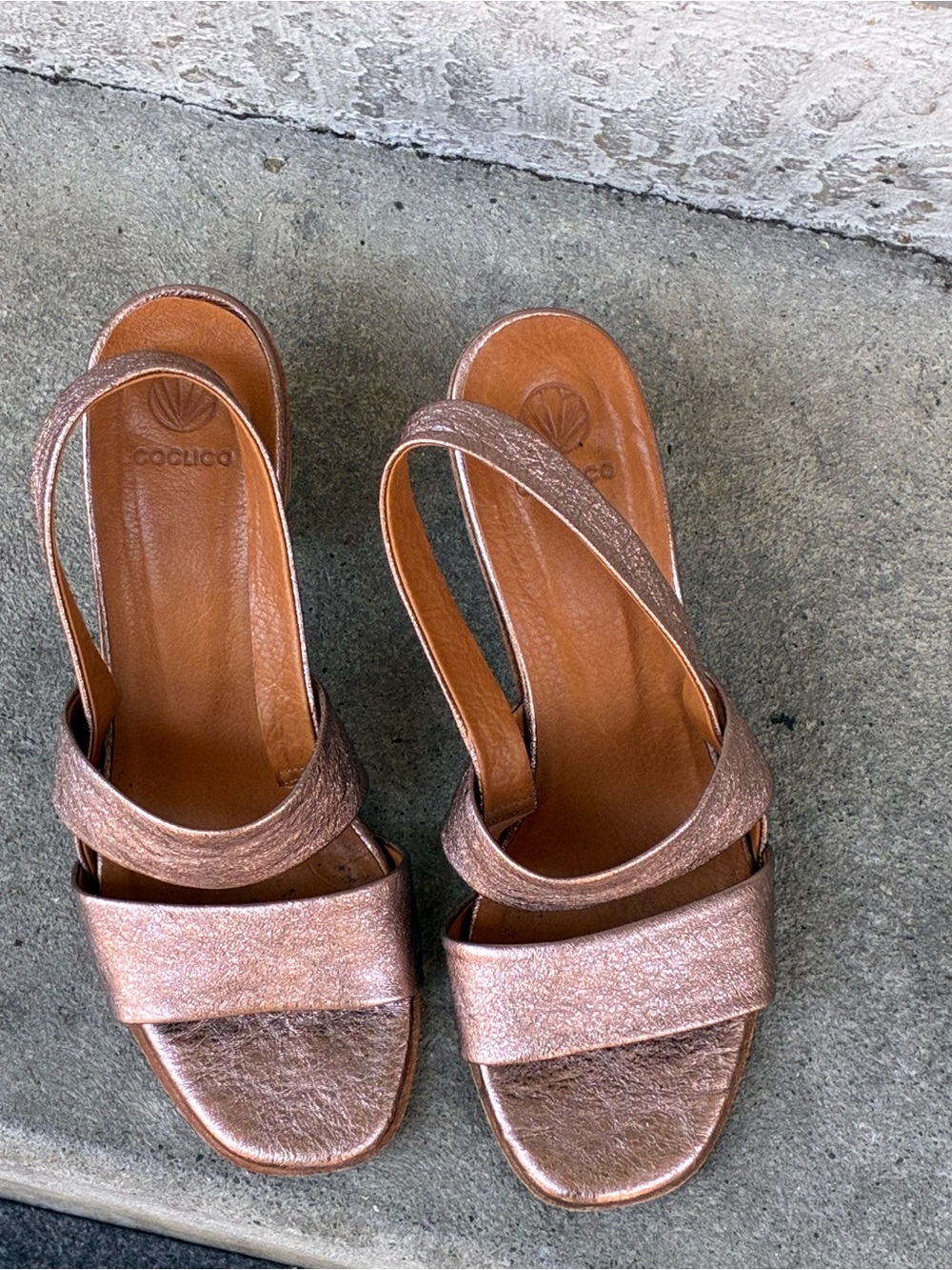 Coclico Women's Metallic Bronze Slingback Sandals sz 38/7.5